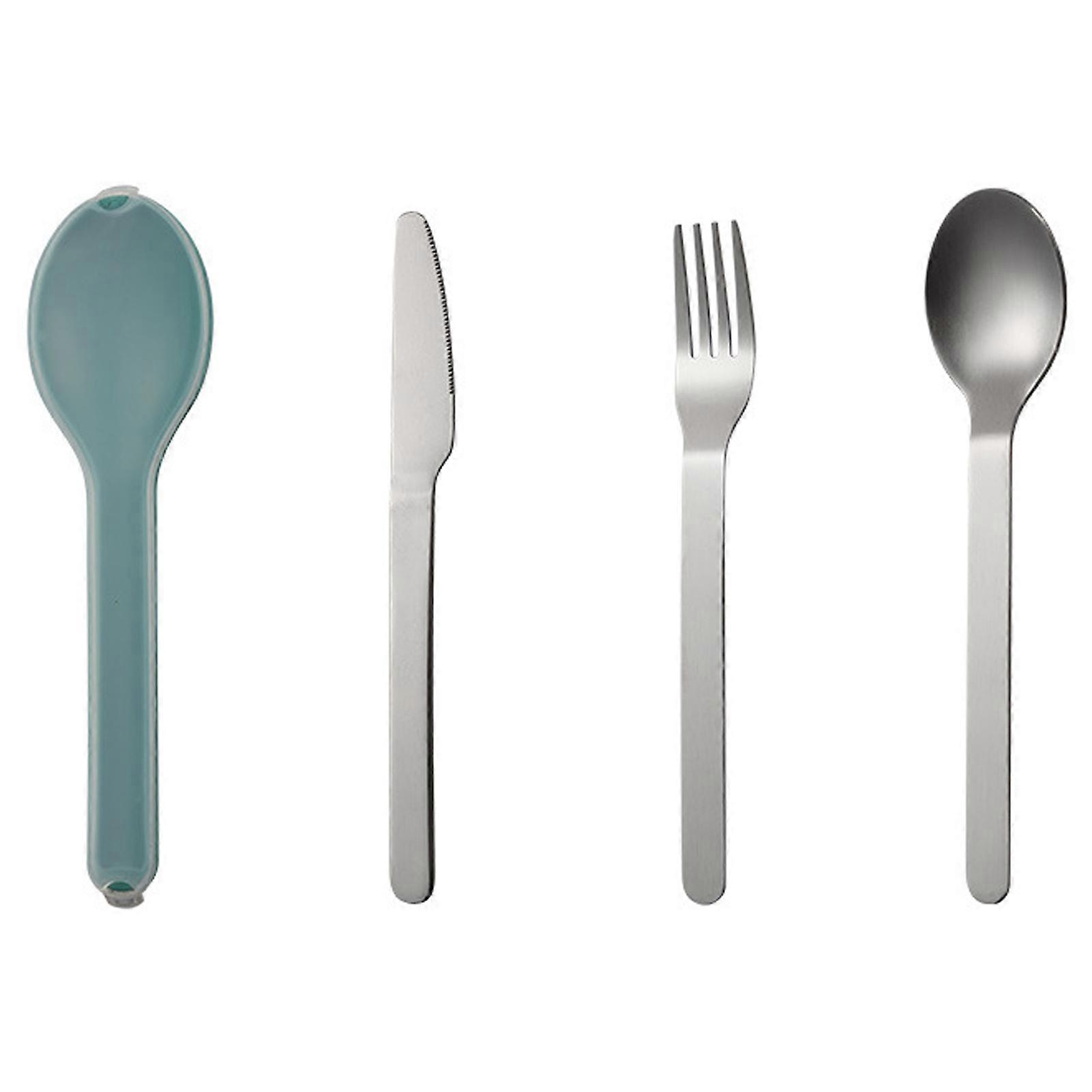 1 Set Cutlery Set Rustproof Non-slip Stainless Steel Long Handle Spoon Fork Cutter Tableware Set for Camping