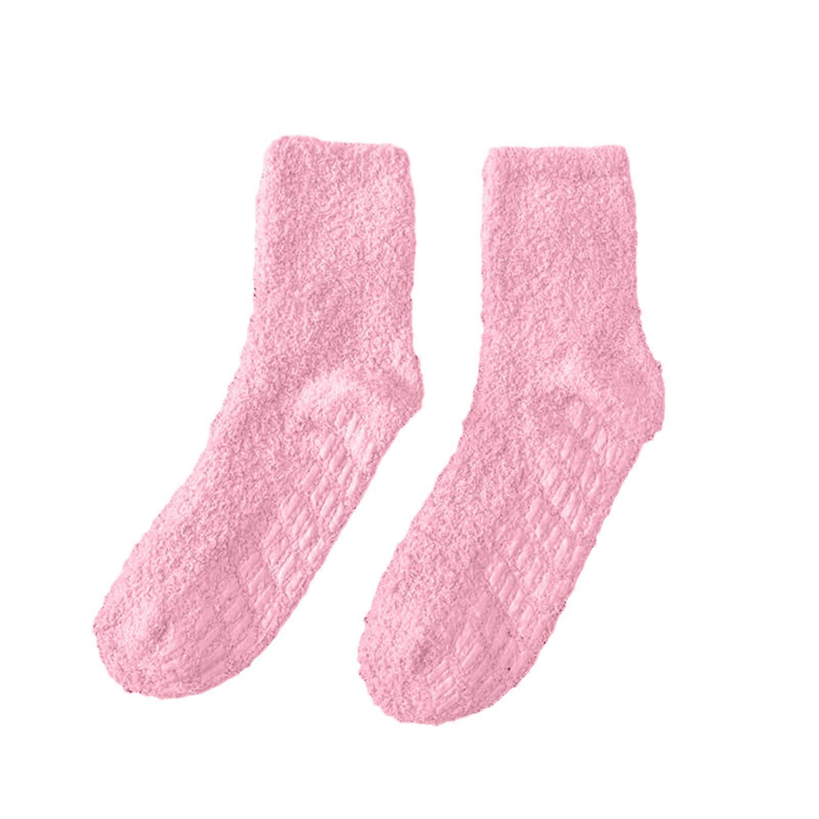 QingHai 1 Pair Fuzzy Socks with Non-Slip Grips Super Soft Breathable Cold Protection Winter Warm Cozy Plush Slipper Socks