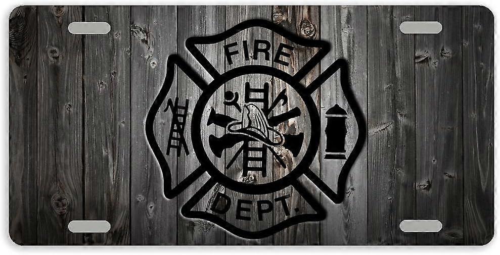 Tampa de Placa de Licença de Carro de Metal com Logotipo de Bombeiro Auto Tag com 4 Furos 12 x 6 Polegadas