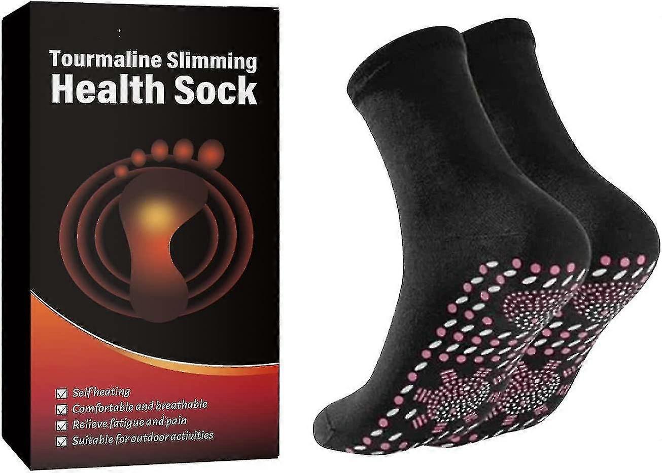 2 Pairs Tourmaline Slimming Health Sock, Tourmaline Acupressure Self-heating Shaping Socks
