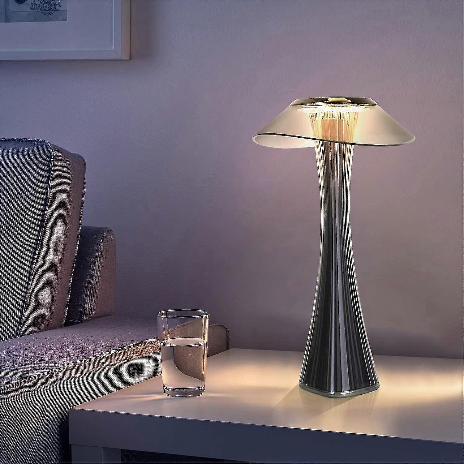 Lampe de bureau LED tactile rechargeable - 3W Dimmable Titanium avec batterie et abat-jour