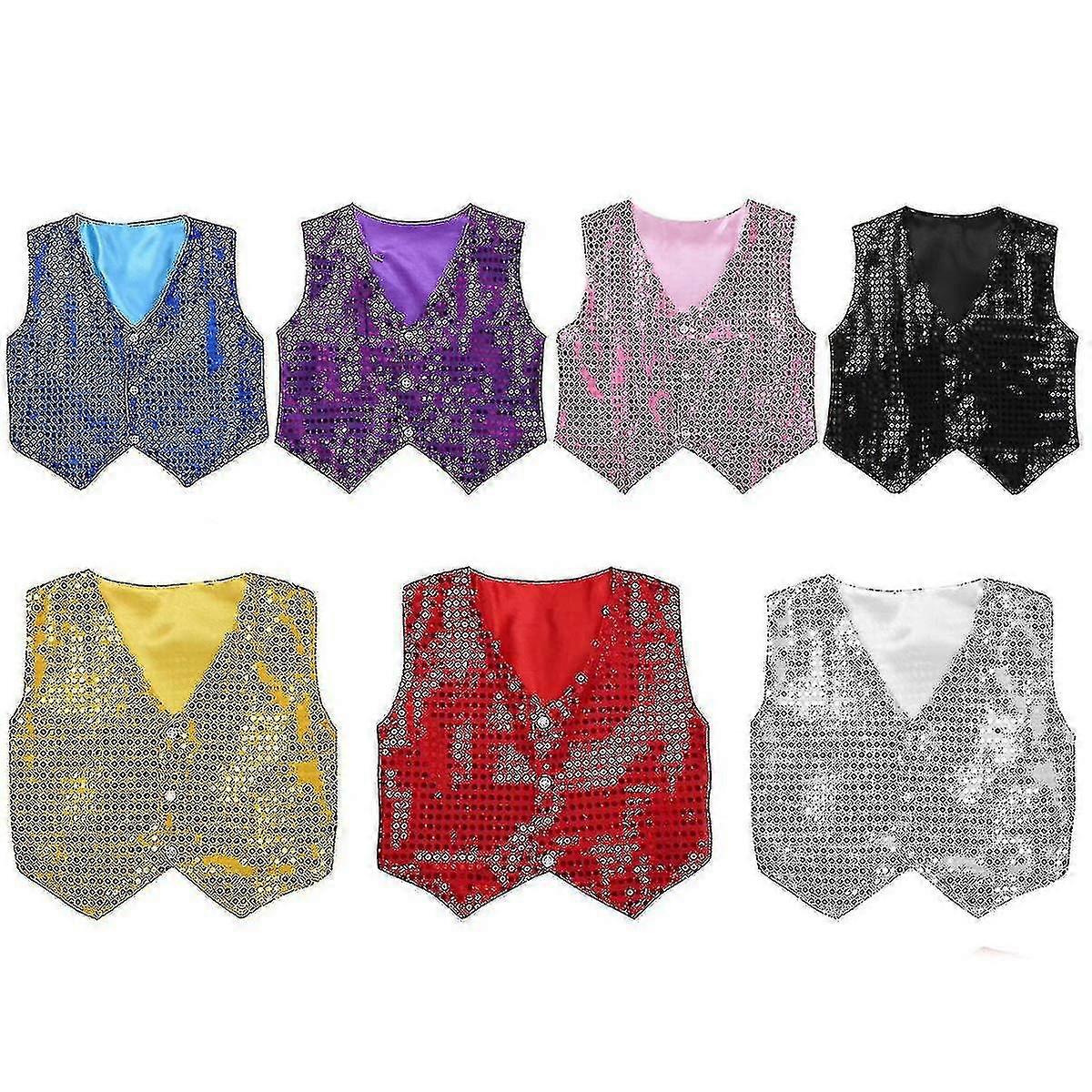 Barn Pojkar Dans Scen Performance Kostym Paljettväst Jacka Fancy Väst B-CHDZ Hög kvalitet
