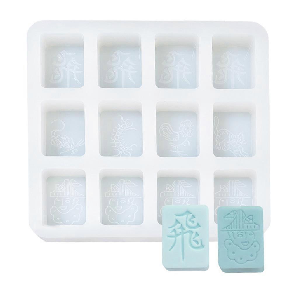 Chinese Mahjong Shape Silicone Material Chocolate Ice Cube Mold Soap Candy Molds
