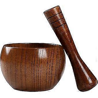 Morter og støder i oliventræ, morter- og stødersæt, retro træstøder og morter