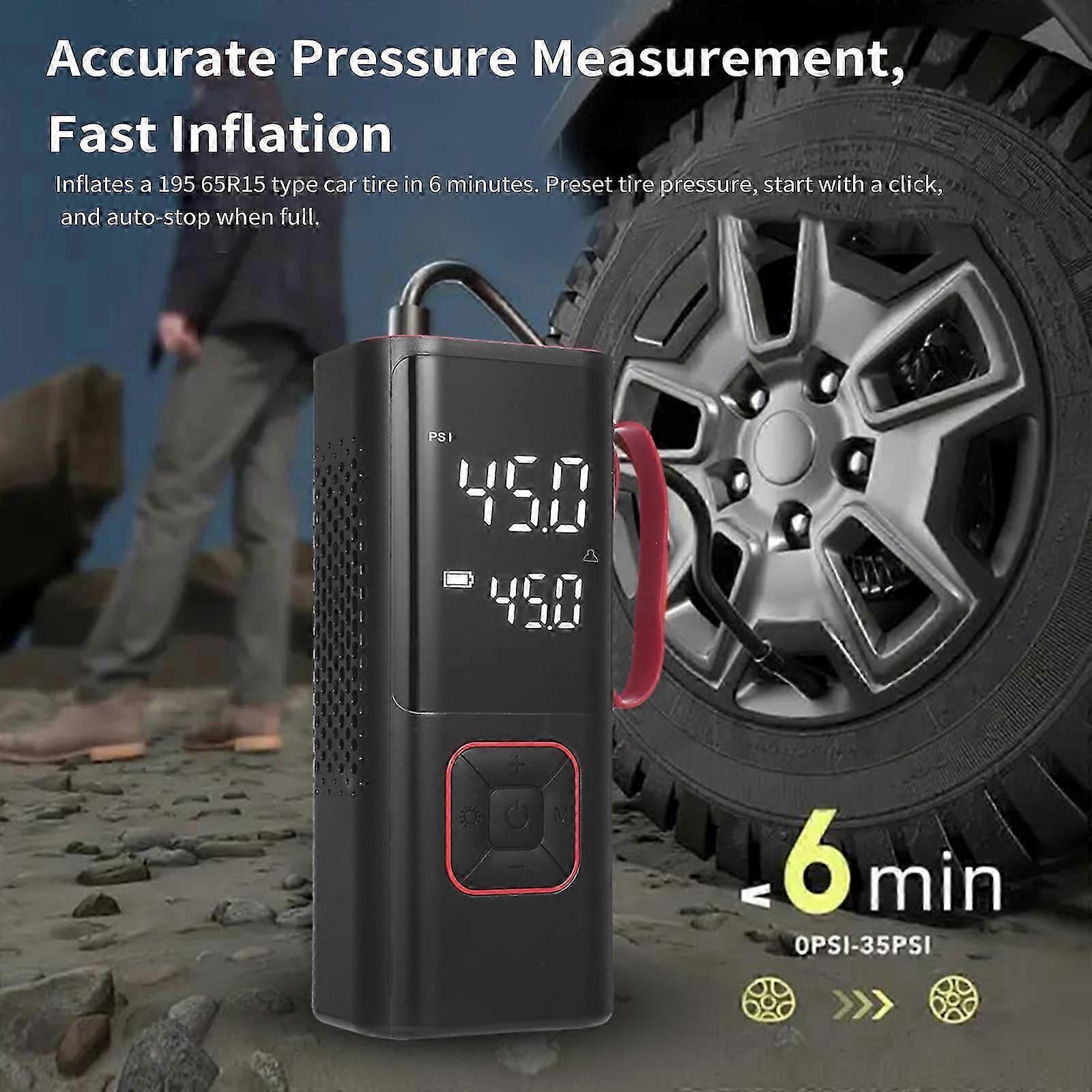 Pompa Aria Auto Portatile SUV Pneumatico Auto Pompa Aria Elettrica Power Bank multifunzione Pompa Aria Wireless 2000mAh*3 Batteria al litio Ricarica di tipo C