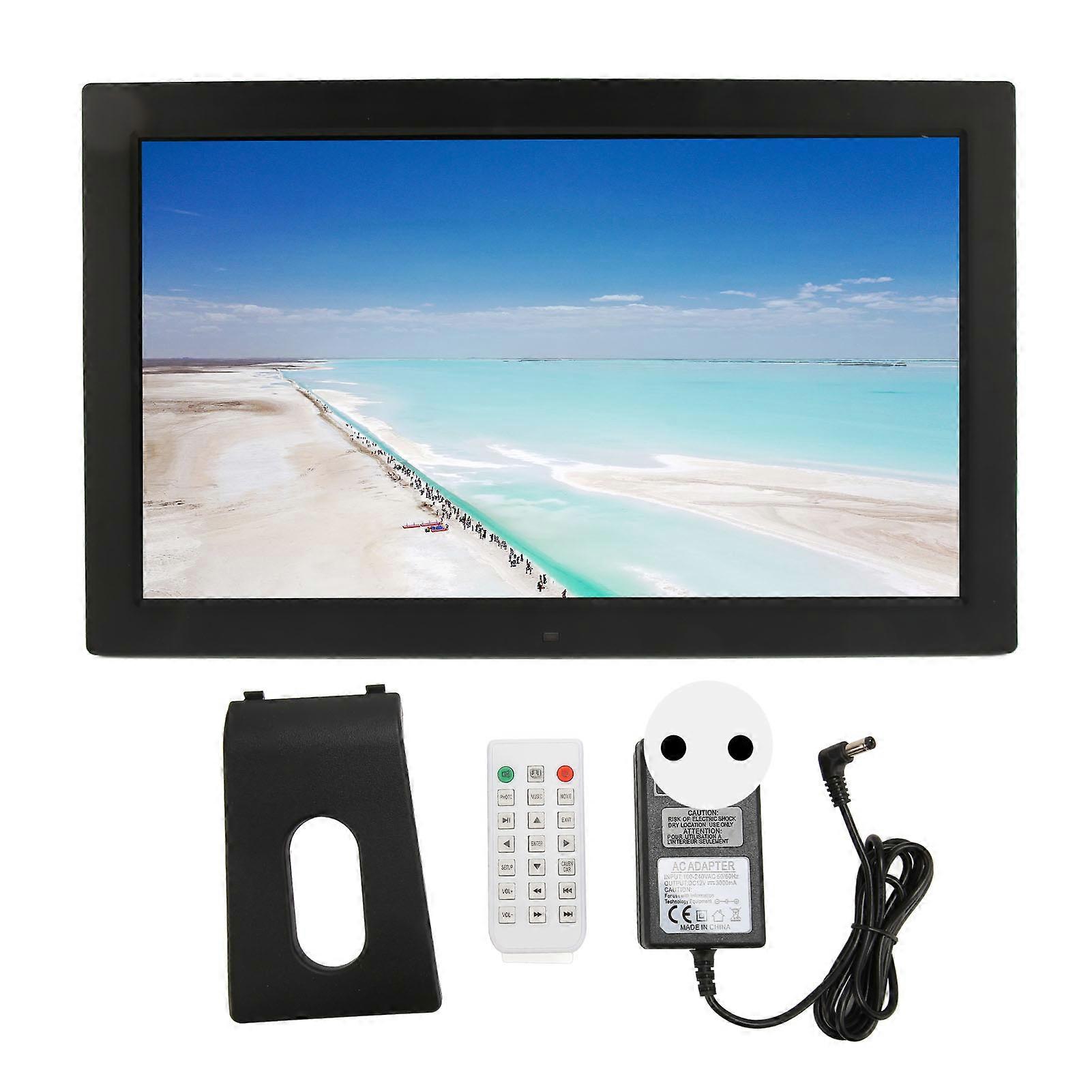 18.5" Digital Photo Frame with HD IPS Screen, Video & Music Support, Black EU Plug