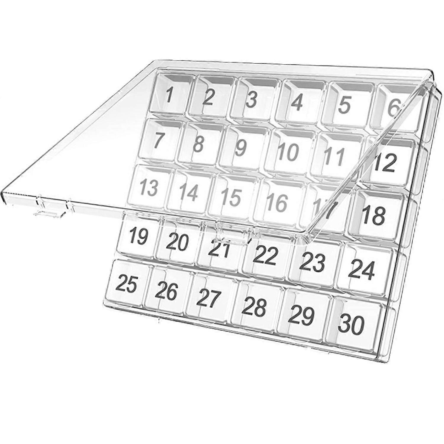 Pill Box Grid Design Transparent Large Capacity Date Marking Portable Monthly Pill Storage Case