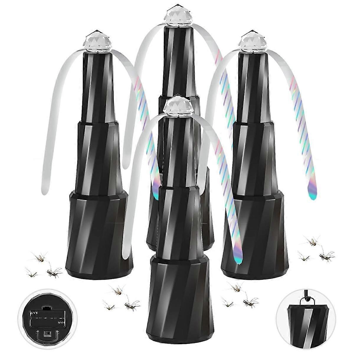 4PCS Fly Fans for Tables Tabletop Fly Spining Fan Outdoor with Hook Bug Repellent Retractable Fly Fans