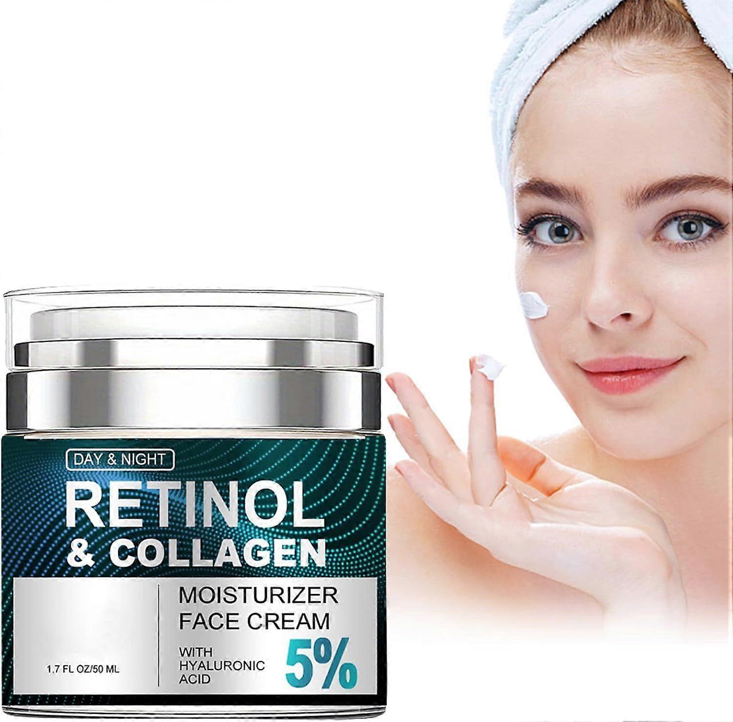 Retinol Collagen Cream for Face, Retinol Facial Moisturizer, Intensive Anti-Wrinkle and Anti-Aging Facial Moisturizer, Day and Night Cream