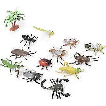Falske insekter og insektleker - Assorterte realistiske gummiinsekter - Pakke med 12
