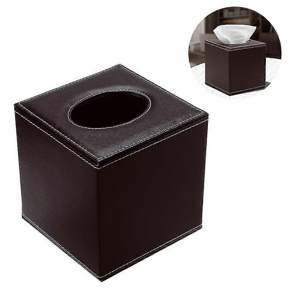 Pu Leather Tissue Box Holder, Square Napkin Holder Pumping Paper Case Dispenser, Facial Tissue Holder With Magnetic Bottom