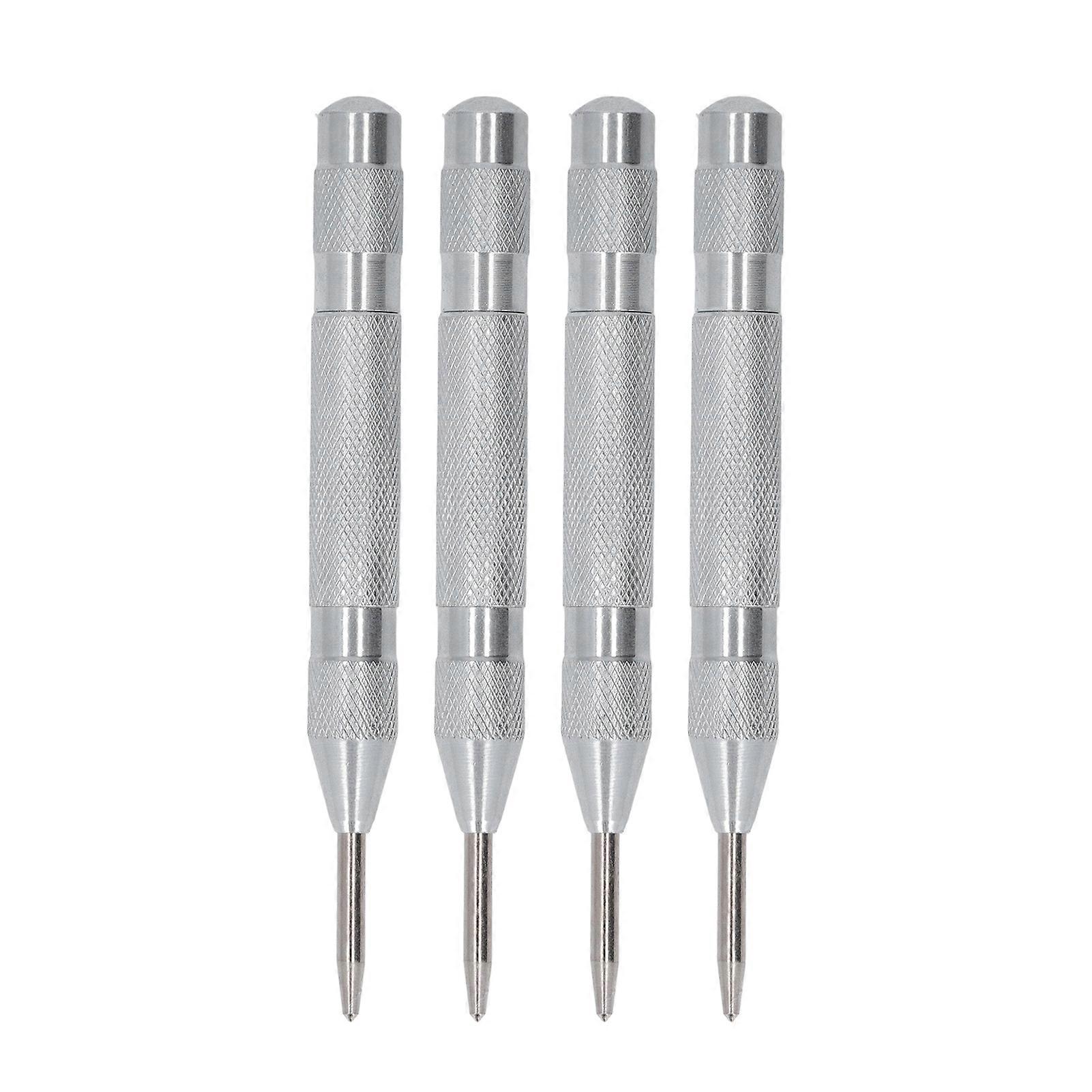 4Pcs Center Punch Automatic High Speed Steel 5in Tool Set Kit for Installation Maintenance Silver