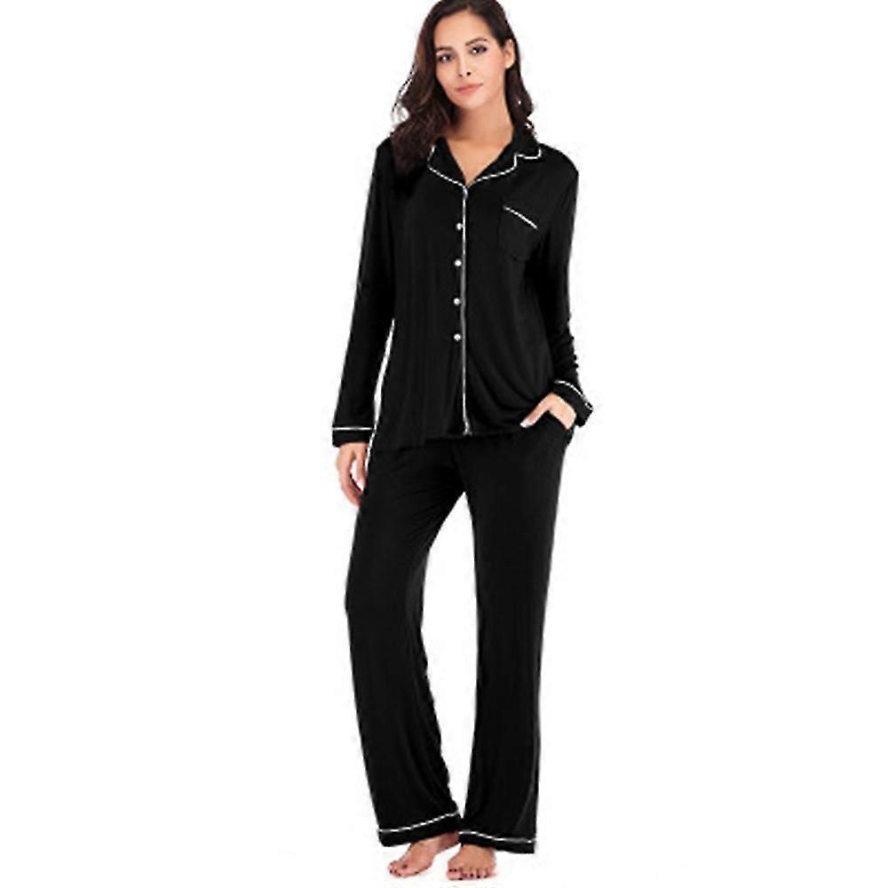 Women's pajama set pajamas with open collar buttons