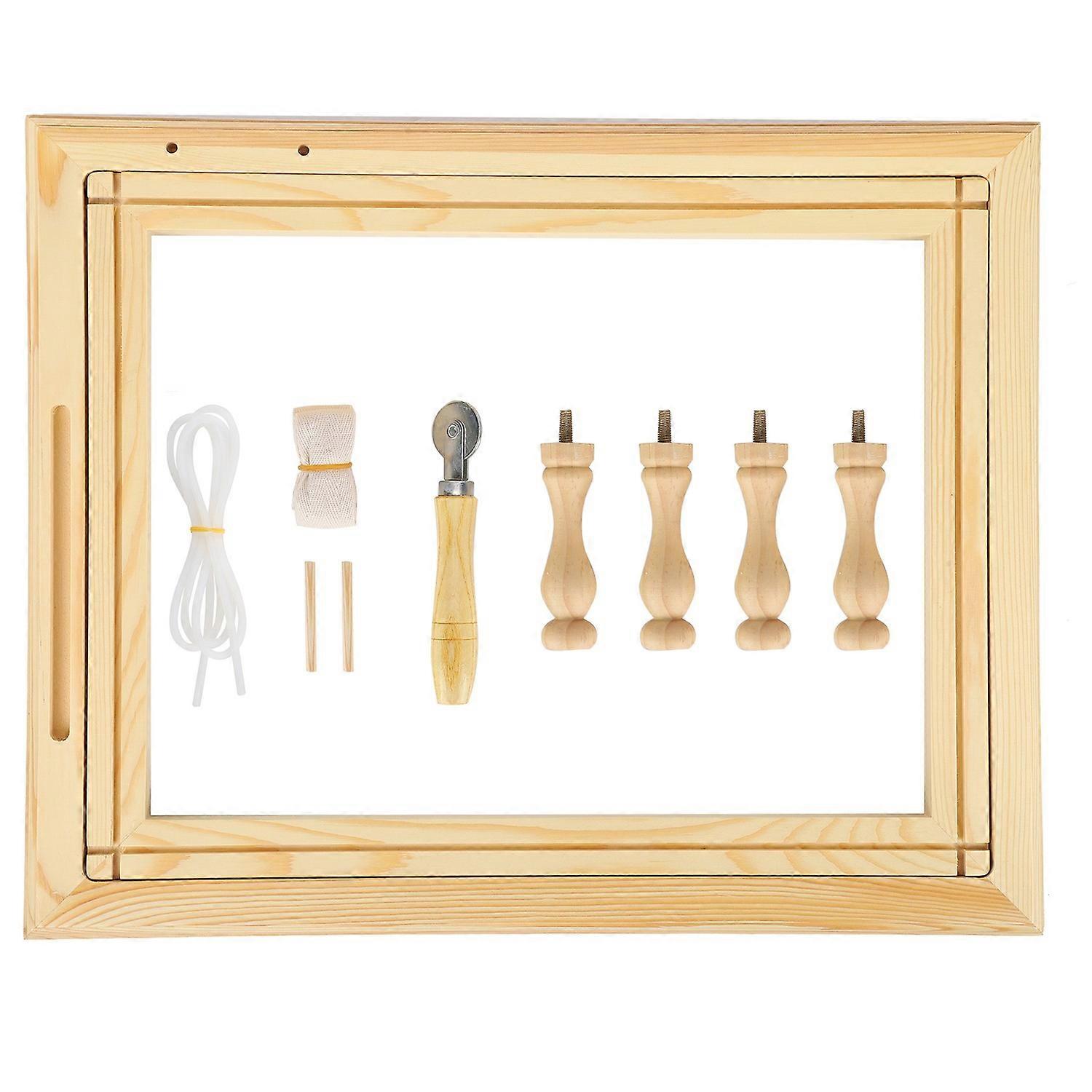 Cross Stitch Frame Stand Adjustable Wooden Embroidery Hoops Set DIY Sewing Tools