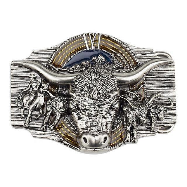 Bison Head Belt Buckle Western Cowboy Style Retro Buckle for 3 .8cm Width Belt