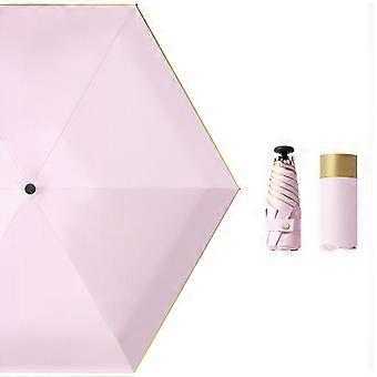 Mini Pocket 5 Fold Umbrella Solid Color for Sun Rain Umbrellas Anti UV for Protection Sunshade Fashion Travel Parasol for Men Women  White
