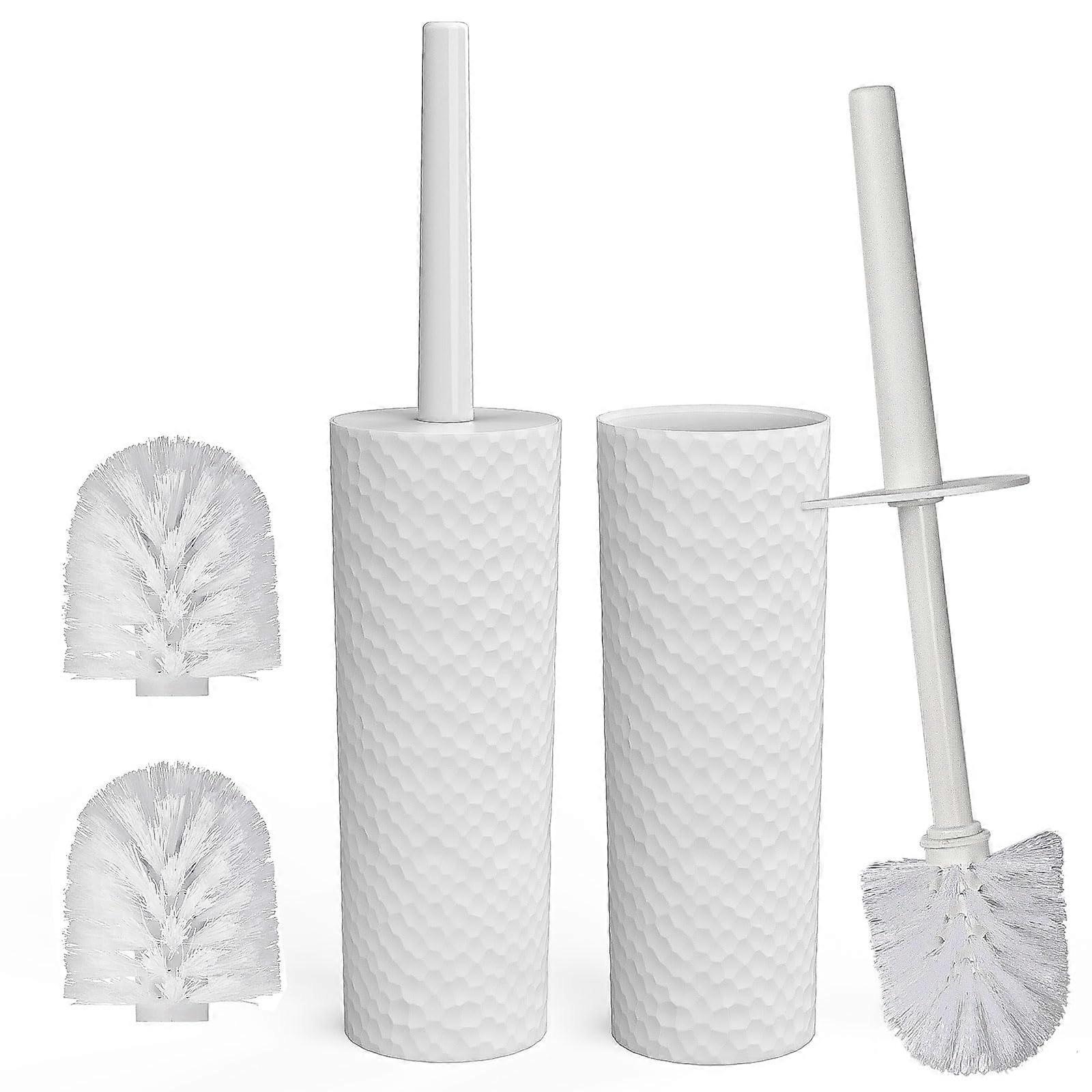 2 Pack Compact Toilet Brush Set for Bathroom Cleaning, Ergonomic Handle, Sturdy Bristles, Space-Saving Design