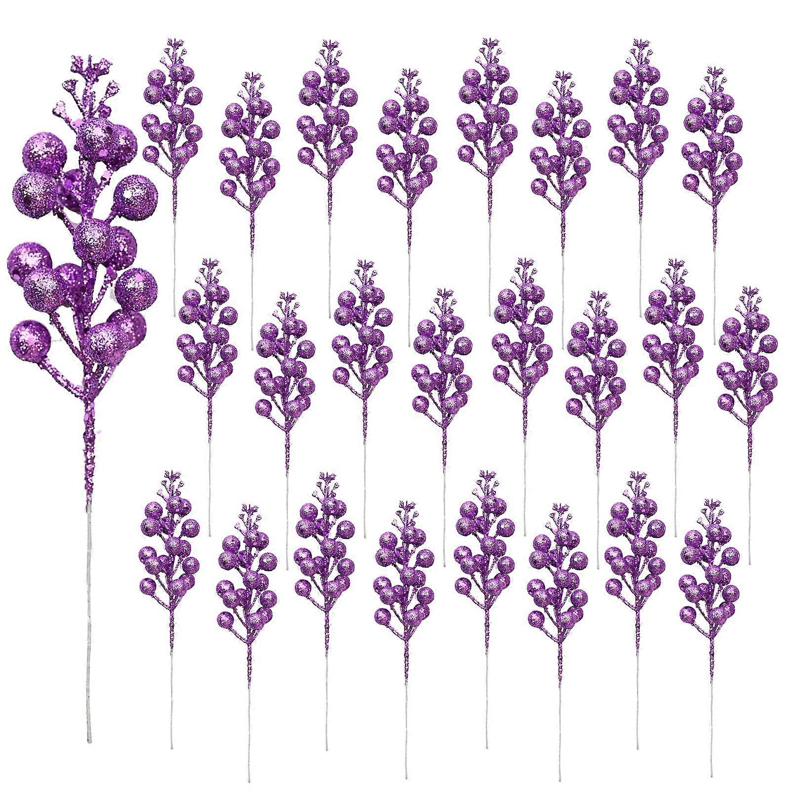 24 Pack Glitter Picks Purple for Holiday Crafts