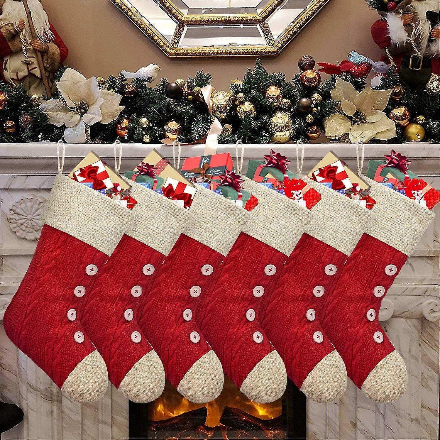 6-piece set of button knitted Christmas socks