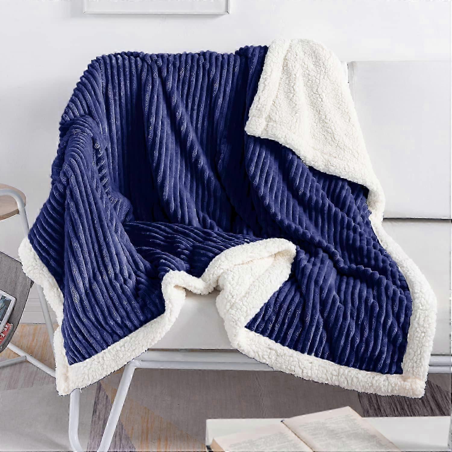 unique Blanket Fleece Throw  51x63, Dark Blue  Soft, Plush, Fluffy, Fuzzy, Warm