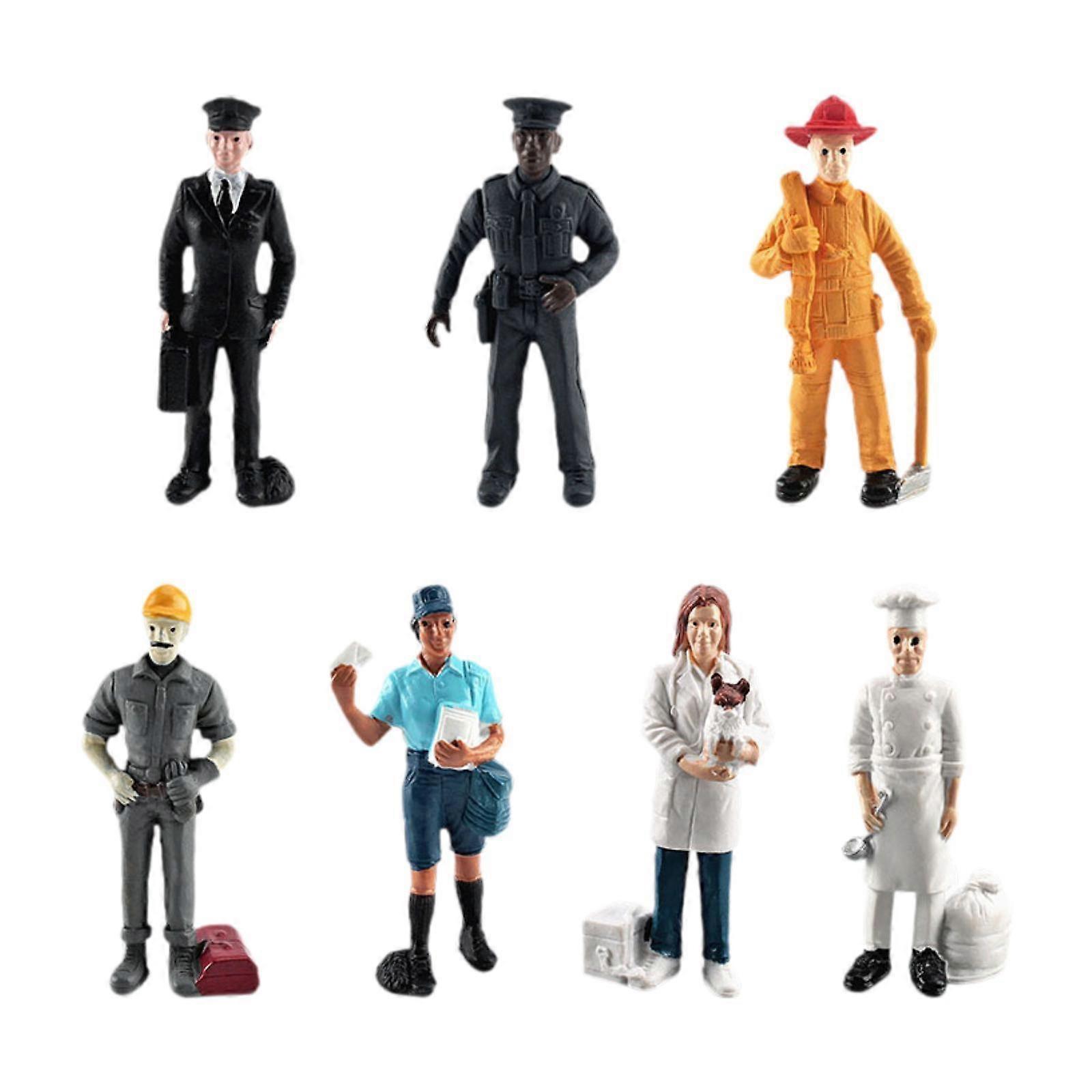 7 Pieces People Figures Simulation Figurines Character Painted Standing