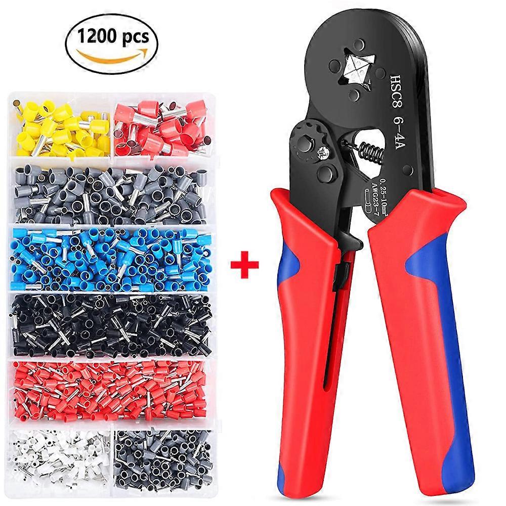 Ferrule Crimping Tool, Pliers with 1200 Pieces Ferrules Tool Kit 0.25-10 mm2 (AWG 23-7)