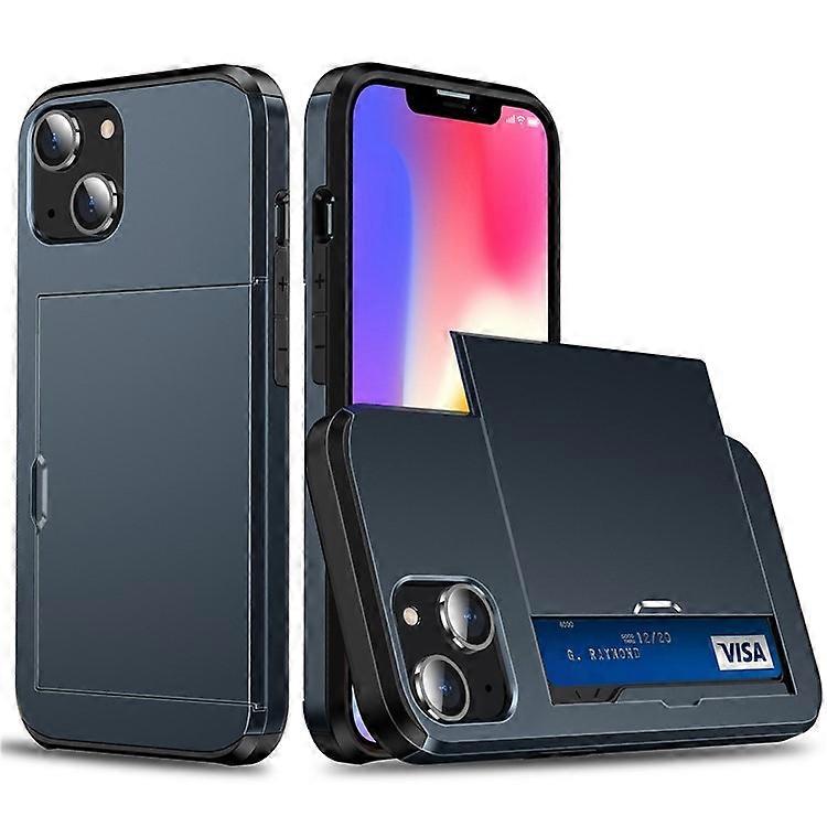 Slide Card Holder Protective Phone Case Compatible For iPhone 15 , TPU + PC Drop-proof Cell Phone Cover