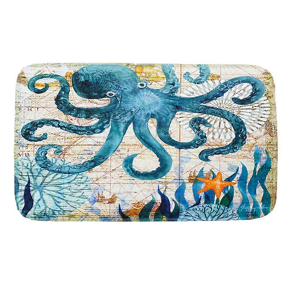 Sea Animal Non-Slip Water Absorbent Mat Pad for Bathroom and Kitchen, Soft Fabric, Quick-Dry, 24x17 Inches