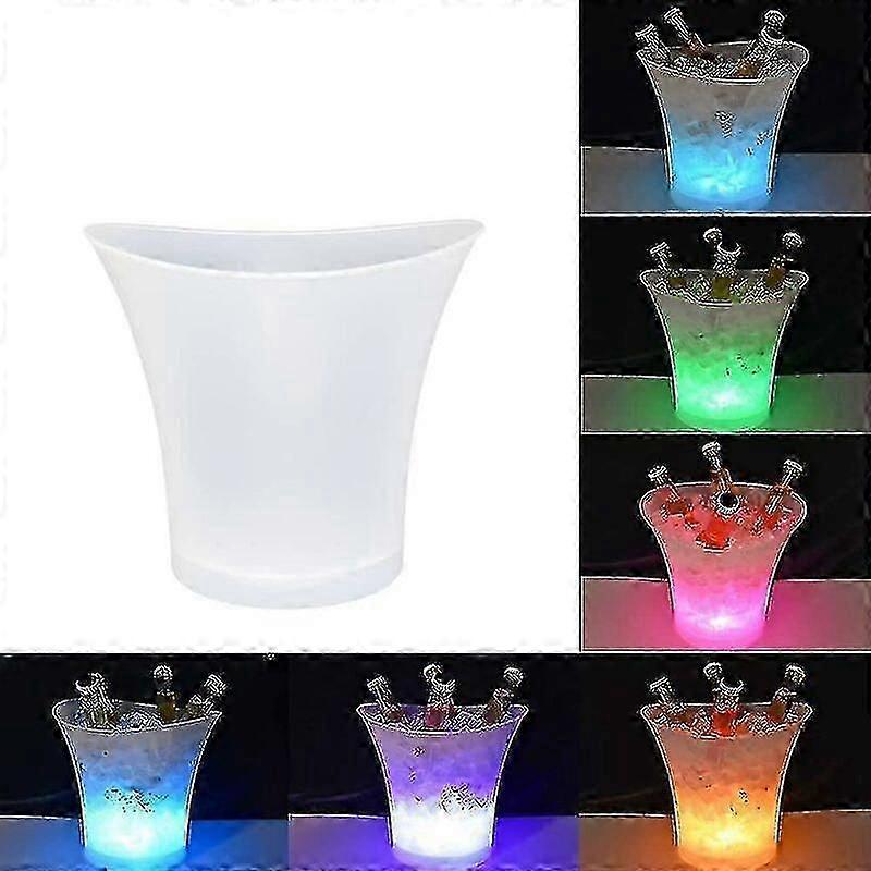 5L Auto-Color LED Champagne Ice Bucket - IP65 Waterproof Curve Design