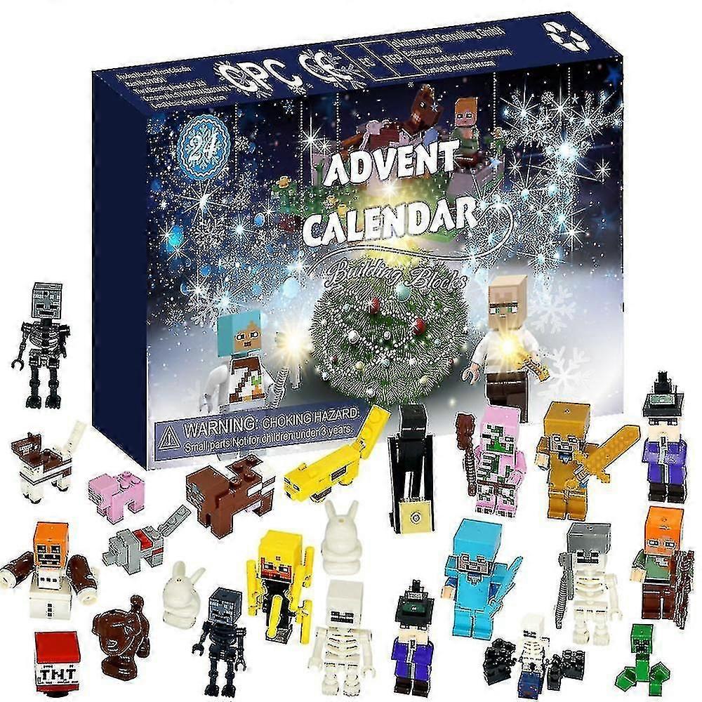クリスマス2023アドベントカレンダーMinecraftフィギュアおもちゃのビルディングブロック24日間のカウントダウンサプライズボックスキッズファンギフト