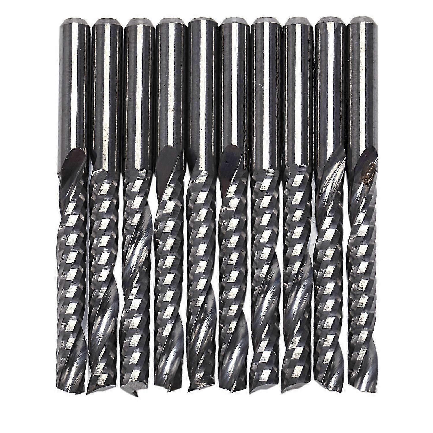 10Pcs Cnc Router Bits 3.175 X 22Mm Single Flute Spiral Carbide Cnc Router Bits Milling Cutter