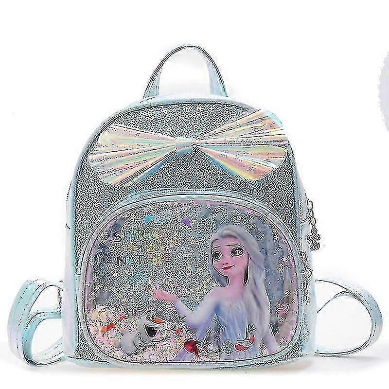 Frozen Elsa Anna Sequins Backpack Glitter School Book Bag Girls Kawaii Fashion Pu Leather Travel Backpack Christmas Gifts-i