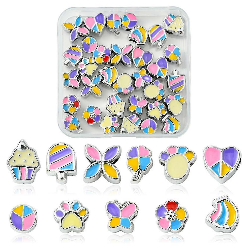Craft Beads 33Pcs 11 Styles CCB Plastic Large Hole Beads with Enamel
