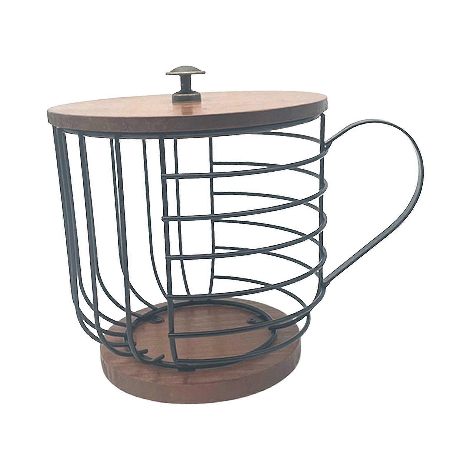 Kaffeepad-Organizer Moderner Kaffeepad-Korb-Dekor mit Deckel Eisen Kaffeebar