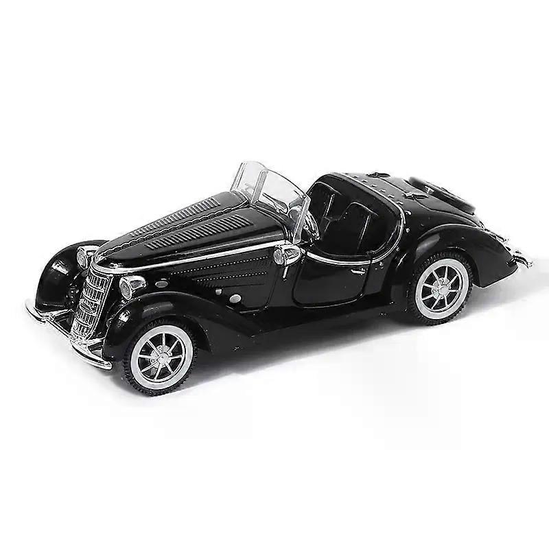 alloy open and closed canopy vintage car model, children's toy car ornament, rebound car model, can open doo
