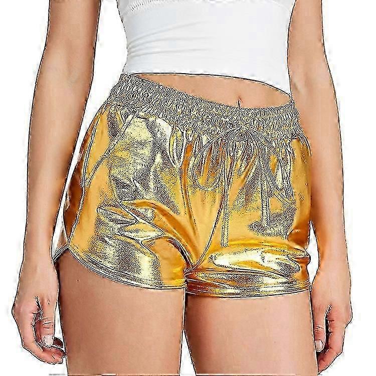 Women's Metallic Shiny Shorts Sparkly Elastic Drawstring Shorts