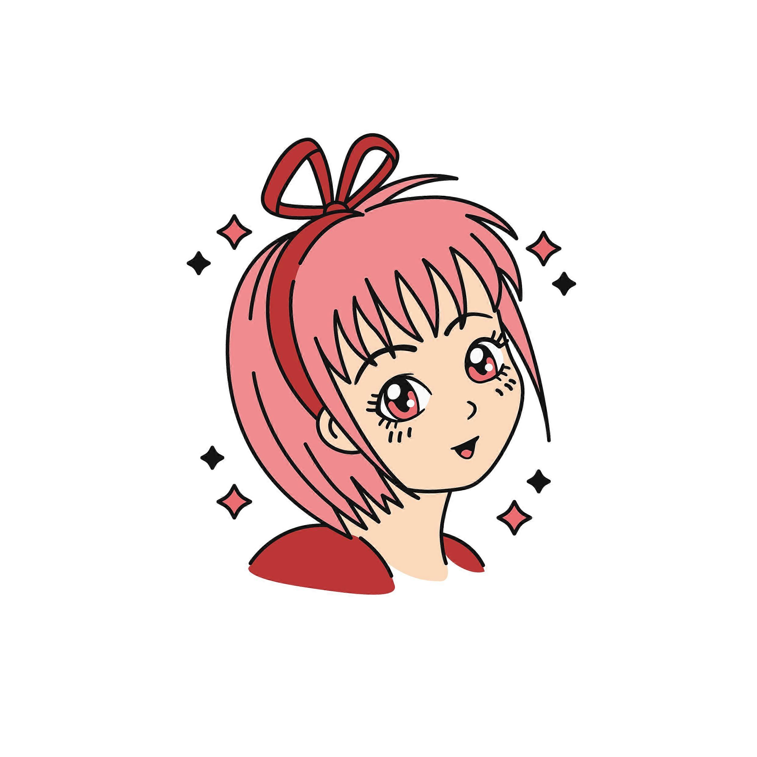 Iron-on patch Anime Girl Face