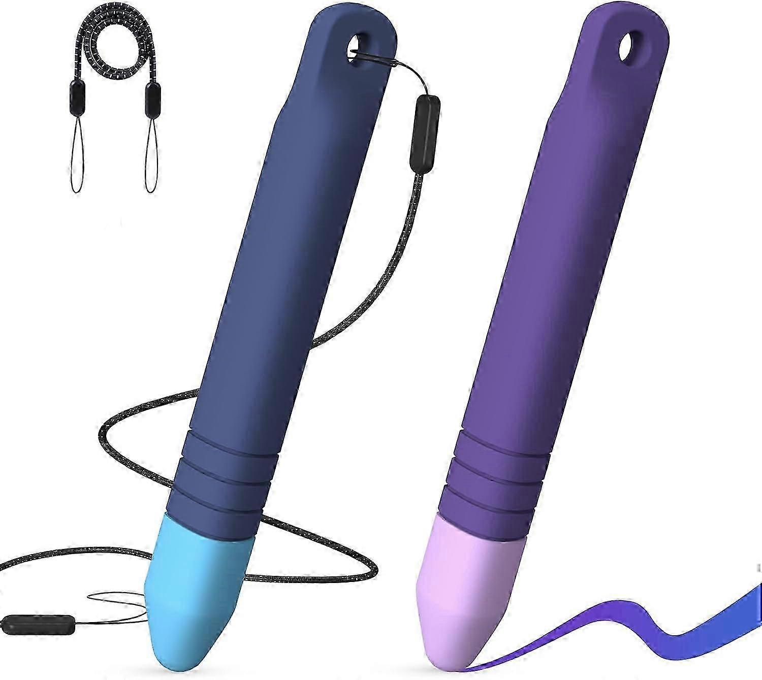 2 Pack Kids-Friendly Stylus Pens for Touch Screens with Tethers,Anti-Rolling Tablet Stylus for iPad, iPhone, Tablets, Kindle