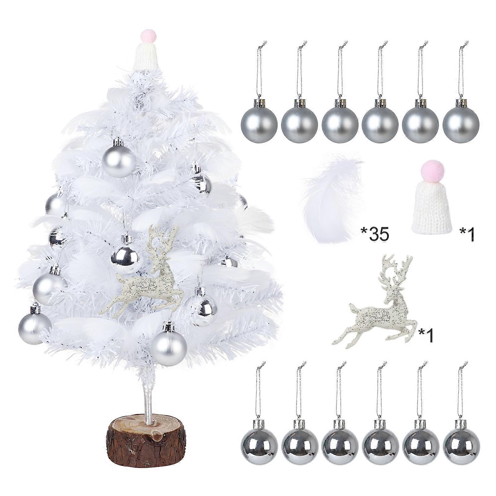 Feather with Lamp String Artificial Tree Decoration Simulated Desktop Ornaments for Christmas Home