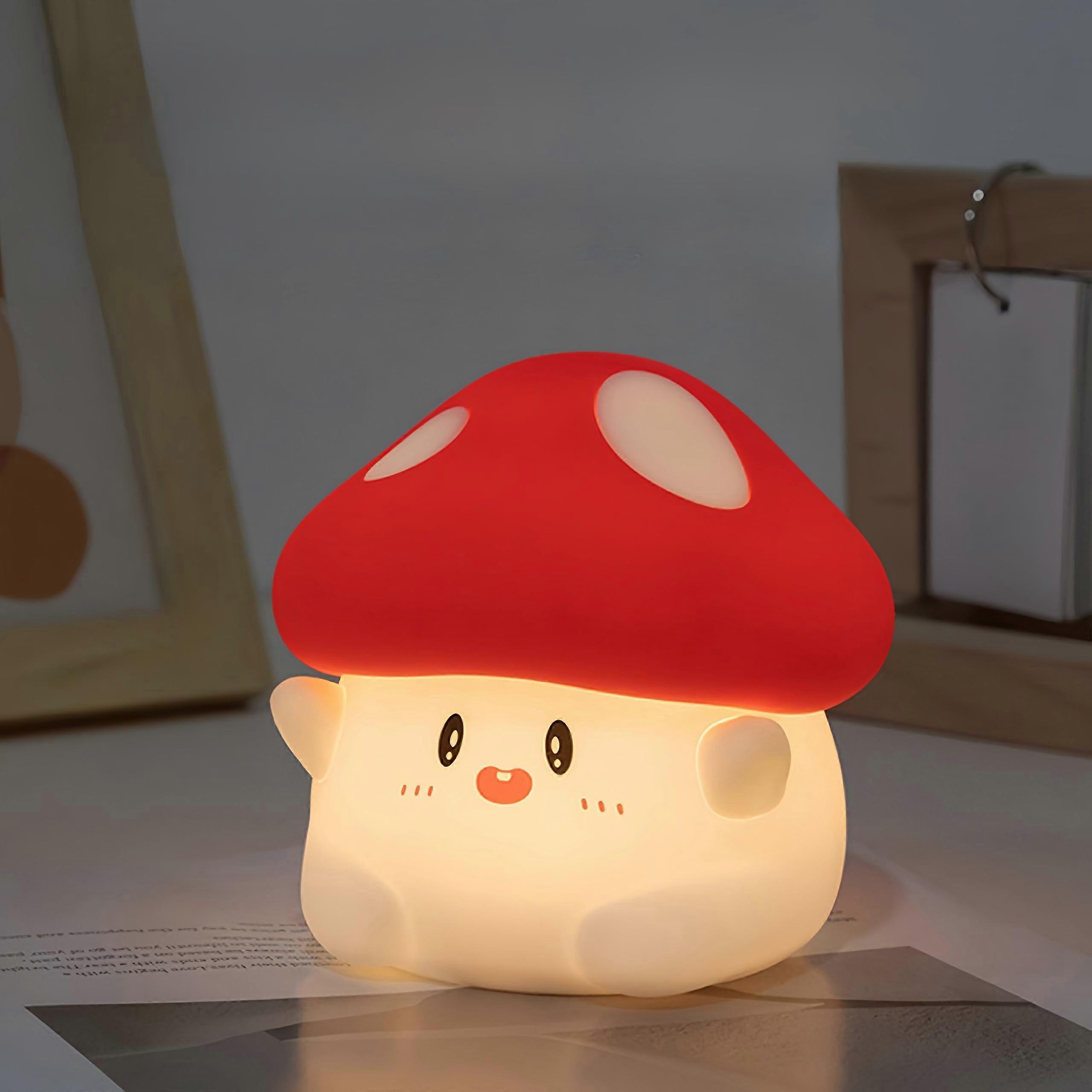Dimmable Touch Cute Mushroom Night Light Timer Decor