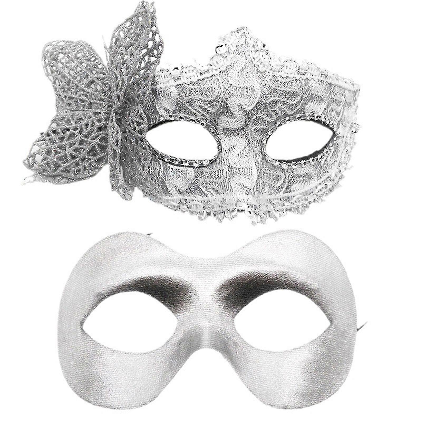 Pair Of Black Party Mask With Elegant Butterfly Detail Unique Style Butterfly Side Adorned Masquerades Mask Accessory Silver