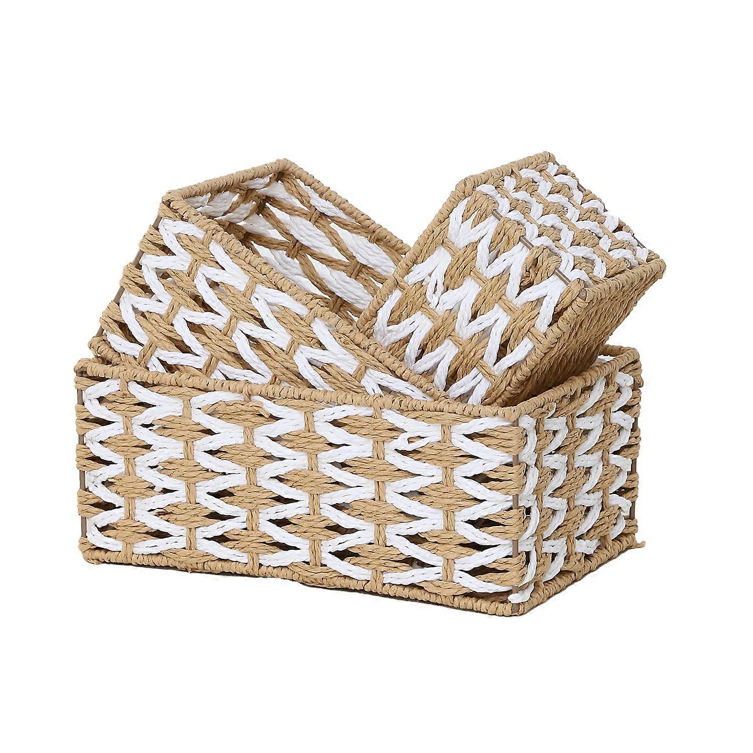3 set hand-woven storage basket for room storage rectangle