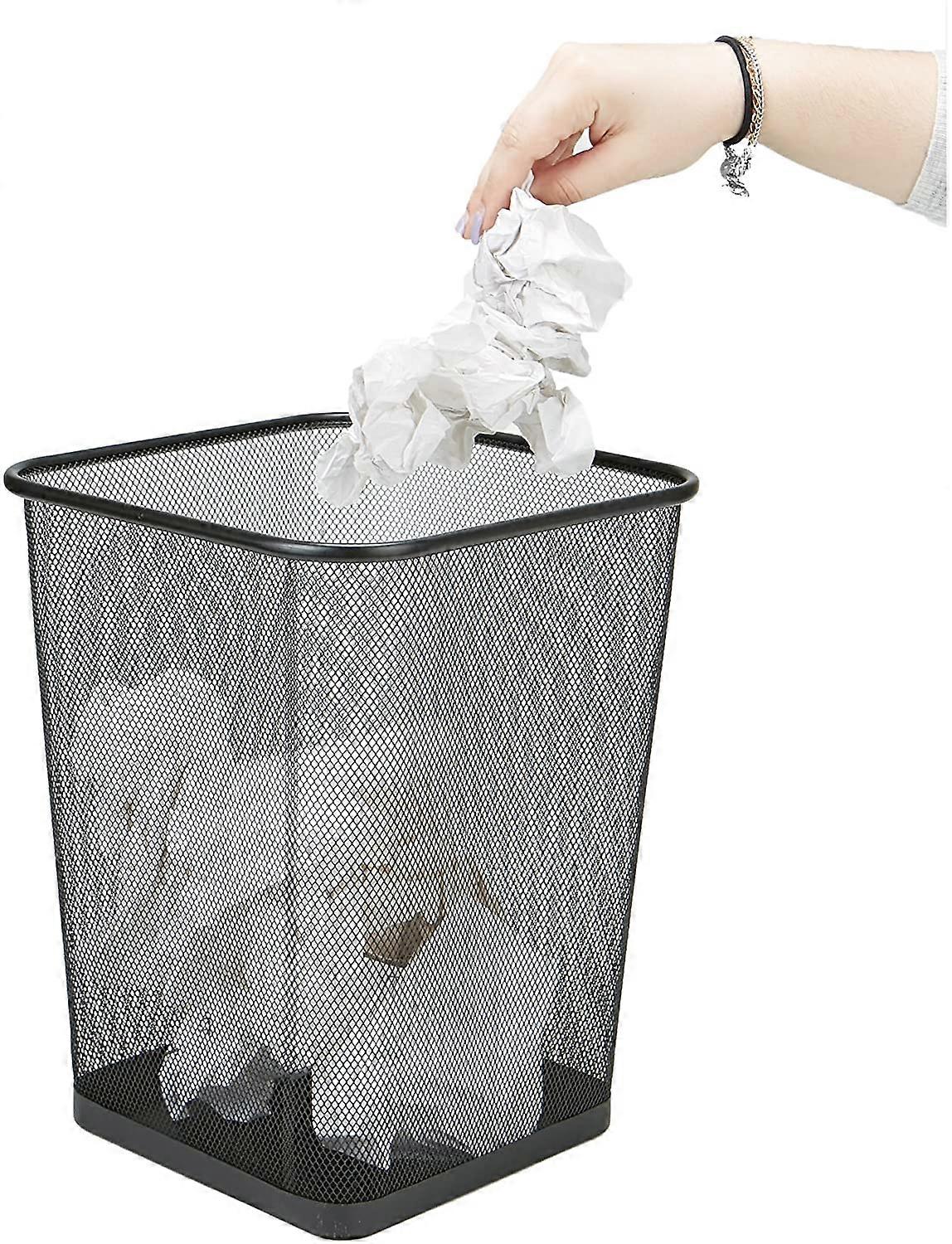 Mesh Papierkorb Mülleimer, quadratisch, 15L, Schwarz