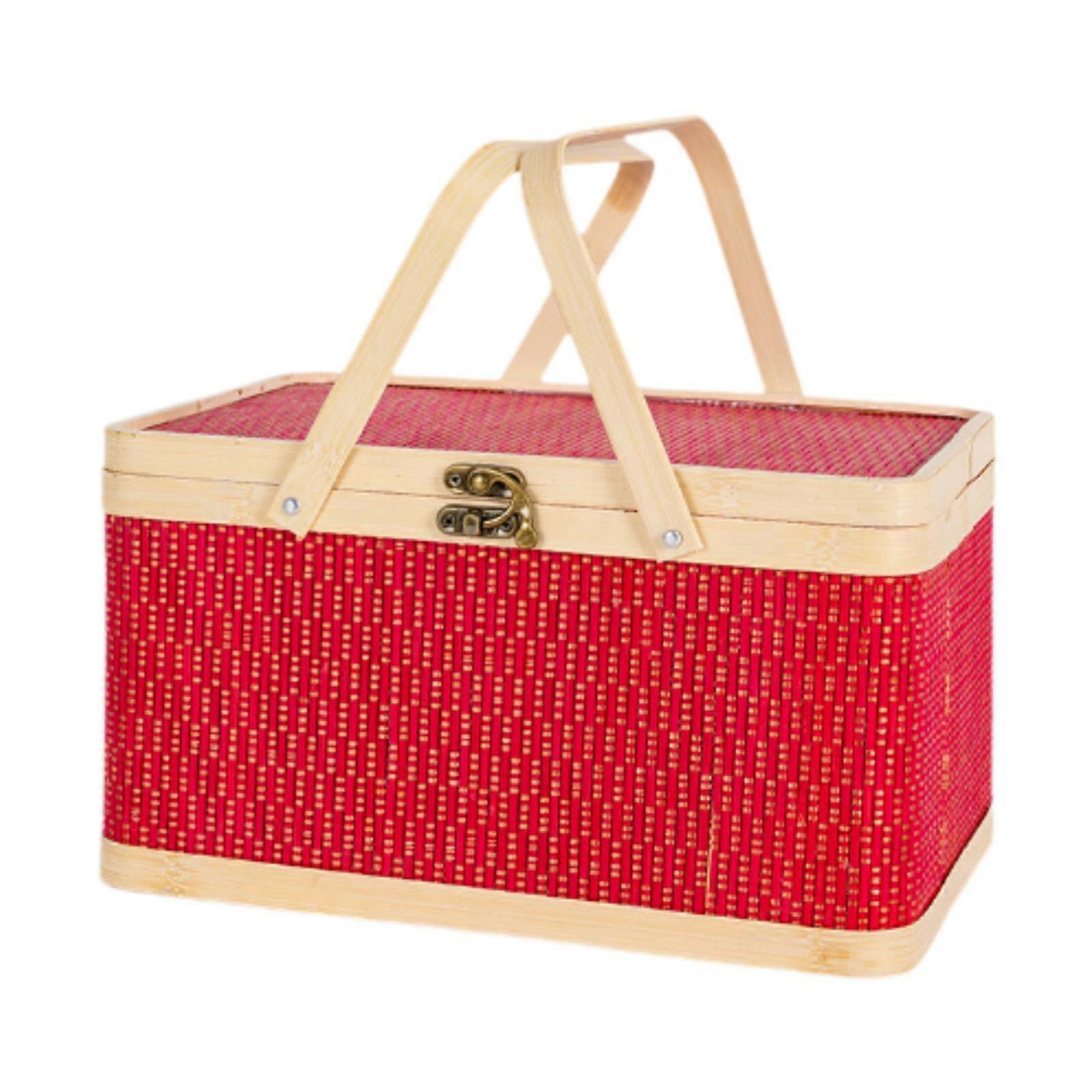 Picnic Basket Practical Easy to Use with Lid Storage Woven Fruit Container for