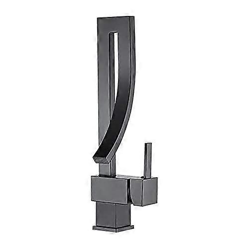 Kitchen Faucet Single Handle Swivel Mixer Tap, Frosted Black Stainless Steel, Single Hole for Easy Rotation in Kitchen Sinks