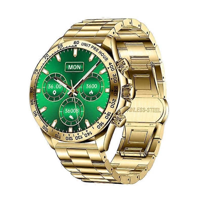 Smartwatch with Bluetooth Calling, Rotating Button, Heart Rate, and Blood Pressure Monitoring(Gold)