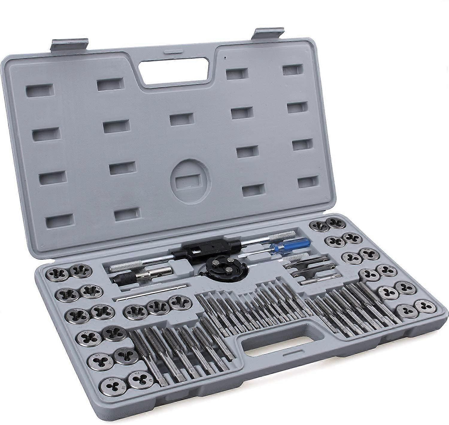 60pc Master Tap & Die Set SAE Metric Standard Taps Dies Threading Rethreading