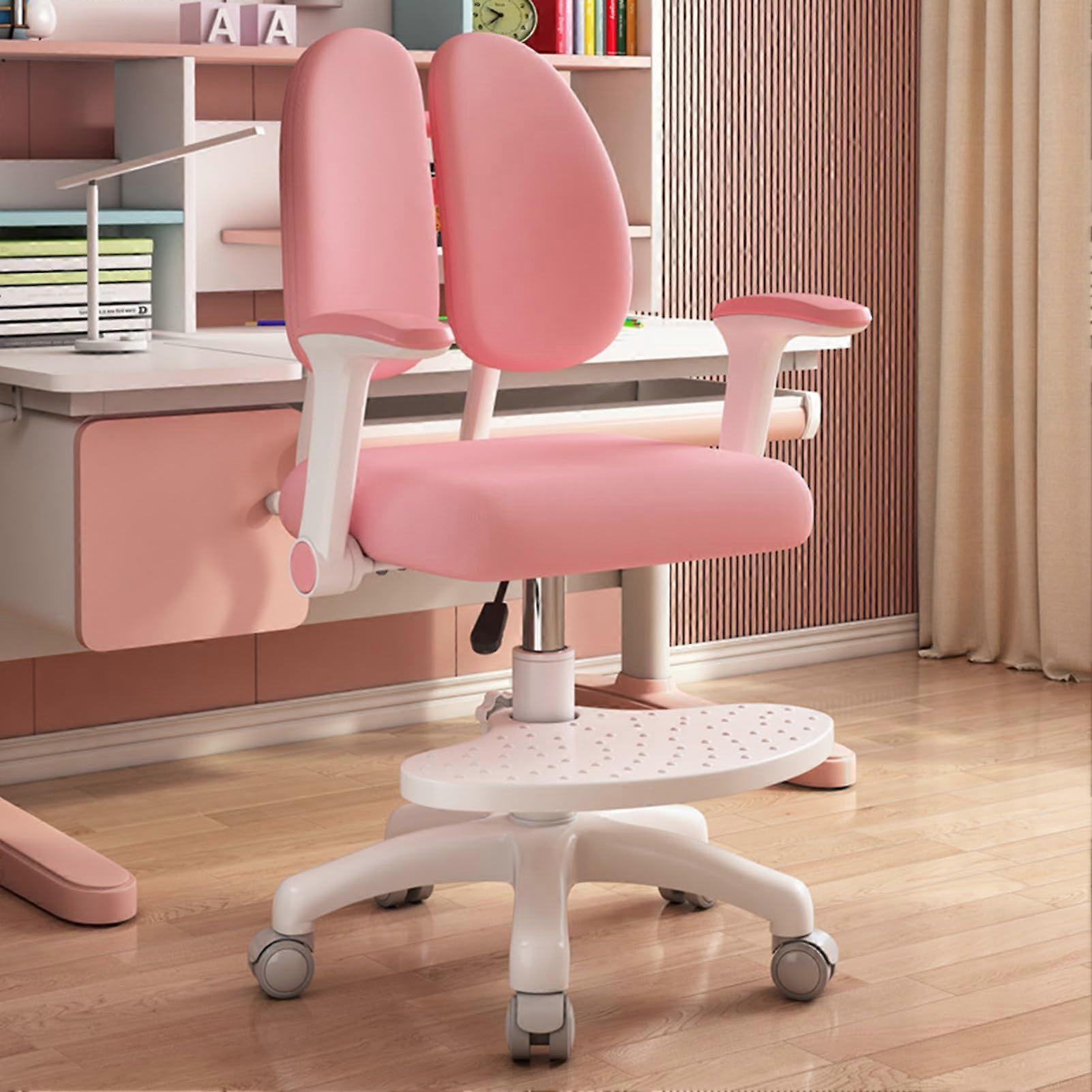 Upgraded Kids Desk Chair, Height Depth Adjustable Double Back Support with Pedal Wheels Lock