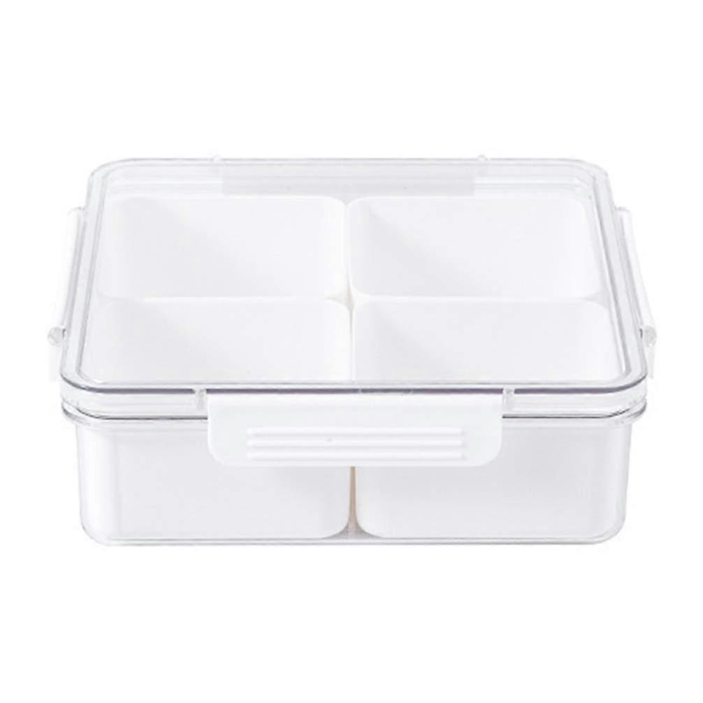 Sealed Box with lid,1PC Reusable Snack Container with 4 Compartment Dispenser and Lid,Plastic Organizer(Square Tray)
