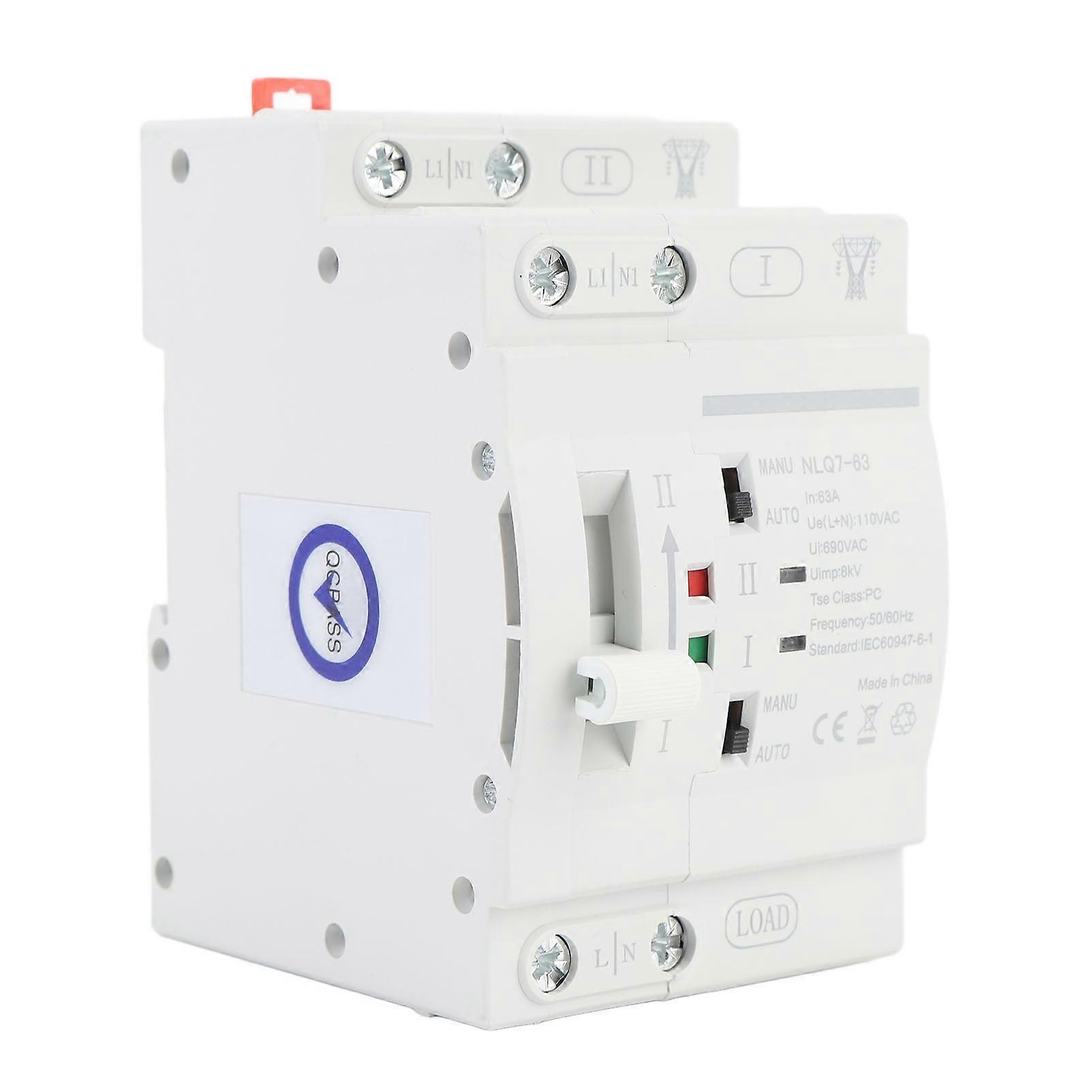 Double Power Automatic Transfer Switch 2P 32A Millisecond Switching ATS Generator Changeover Switch